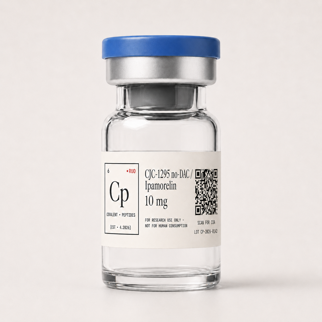 CJC-1295 no-DAC / Ipamorelin 10 mg research-use-only peptide vial — Covalent Peptides