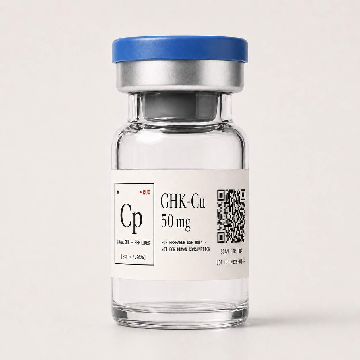 GHK-Cu 50 mg research-use-only peptide vial — Covalent Peptides