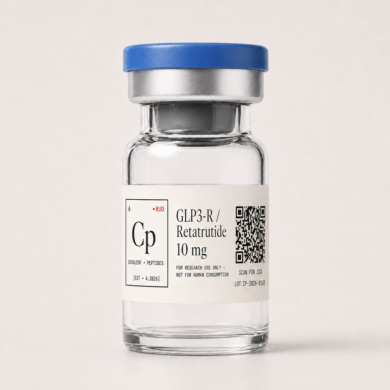 GLP3-R Retatrutide research analogue 10 mg research-use-only peptide vial — Covalent Peptides